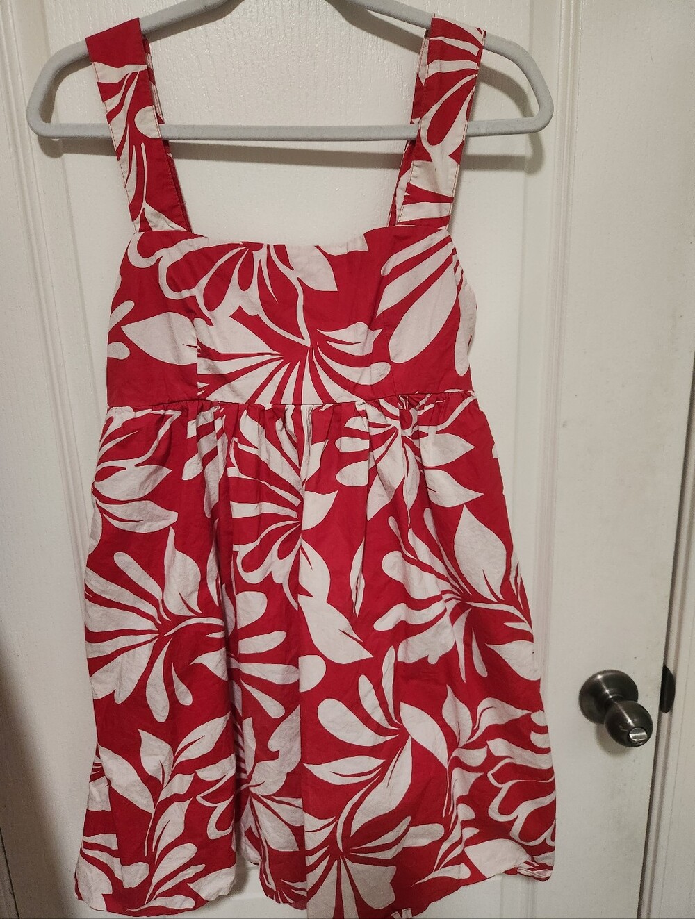 GAP 100% Cotton Poplin Tie Babydoll Sundress In Red Floral